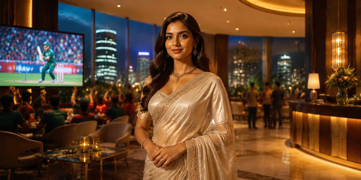 ঢাকায় শাড়ি পরে ক্রিকেট বেটিংয়ে উত্সাহী একজন হাই রোলার সদস্য