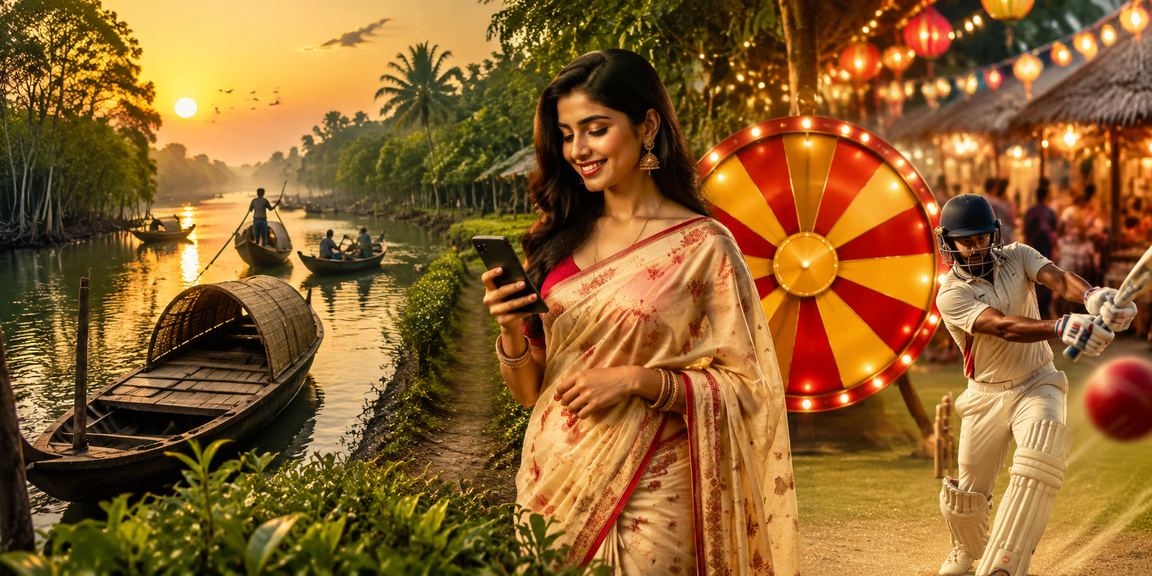 সুন্দরবন এলাকায় শাড়ি পরে ক্রিকেট বেটিং উপভোগ করছেন একজন সদস্য